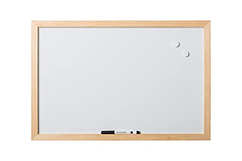 Bi-Office Magnettafel Optimum Whiteboard, trocken abwischbar, Rahmen aus Kiefernholz, MDF, 60 x 45 cm von Bi-Office