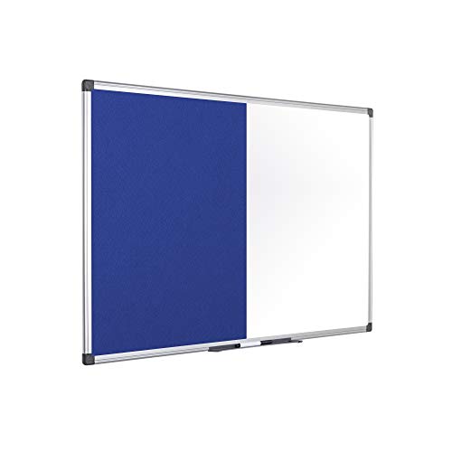 Bi-Office Maya Kombitafel, Halb Magnetisches Whiteboard, Halb Blaue Filztafel, Aluminiumrahmen, 90 x 60 cm von Bi-Office