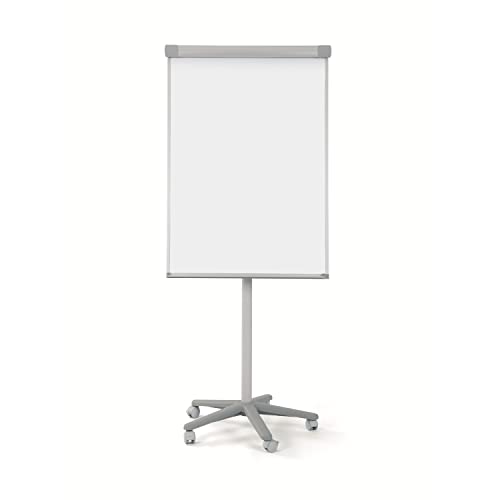 Bi-Office Mobiles Flipchart Smart, mit 5 Rollen, Magnetisch, Aluminiumrahmen, Tafelgröße 70 x 100 cm, Gesamthöhe 180 cm,Grau, von Bi-Office