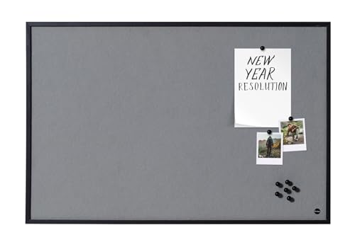 Bi-Office Pinnwand New Basic, Grauem Filz mit Schwarzem Holzrahmen, 585x385 mm von Bi-Office