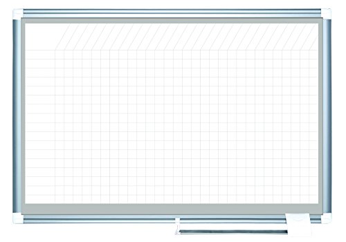 Bi-Office Planer New Generation Allzweckplaner, Emailliert, Magnetisch Karierter Oberfläche, 25x25mm Karos, Planungstafel mit Alurahmen, Stifteablage und Zubehör Kit, 90x60 cm von Bi-Office