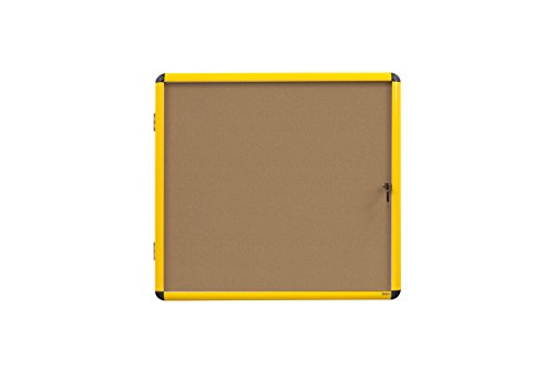 Bi-Office Schaukasten Ultrabrite - 9 x A4 - kork pinnwand, mit gelber Alurahmen von Bi-Office