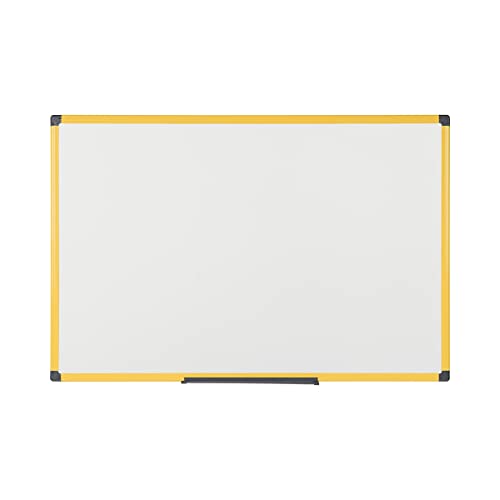 Bi-Office Ultrabrite Whiteboard - 150 x 100 cm - Magnetisch Magnettafel mit gelber Alurahmen und Stifteablage von Bi-Office