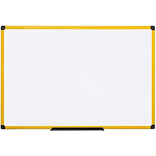 Bi-Office Whiteboard Ultrabrite mit gelber Alurahmen und Stifteablage - magnetisch, 120 x 90 cm mit gelber Alurahmen und Stifteablage von Bi-Office
