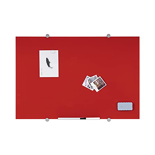 Bi-Office Whiteboard aus Glas, trocken abwischbar, nicht magnetisch, Farbe Rot, 60 x 45 cm von Bi-Office