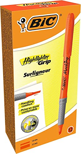 Bic Brite Liner Grip Textmarker, Blau, 12 Stück 12er-Packung Orange von BiC