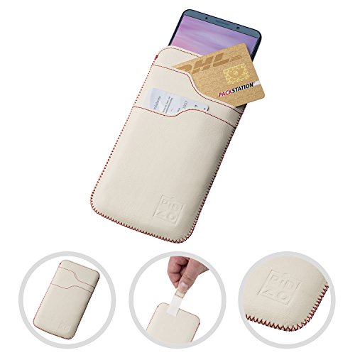 BiDZO Smartphone Hülle 5,5 Zoll Weiß, Schutztasche Kunstleder Handytasche, Handyhülle für Samsung, Huawei, HTC Schutzcase Handy Einsteckhülle von BiDZO