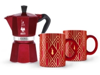 Bialetti Déco Glamour Moka Express, Moka-Kanne, 0,27 l, Blau, Rot, Weiß, Aluminium, 6 Tassen, Thermoplast von Bialetti