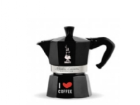 Bialetti Moka Express I Love Coffee Schwarz, 3 Tassen, Mokka-Kanne, 0,13 l, Schwarz, Aluminium, 3 Tassen, Thermoplast von Bialetti