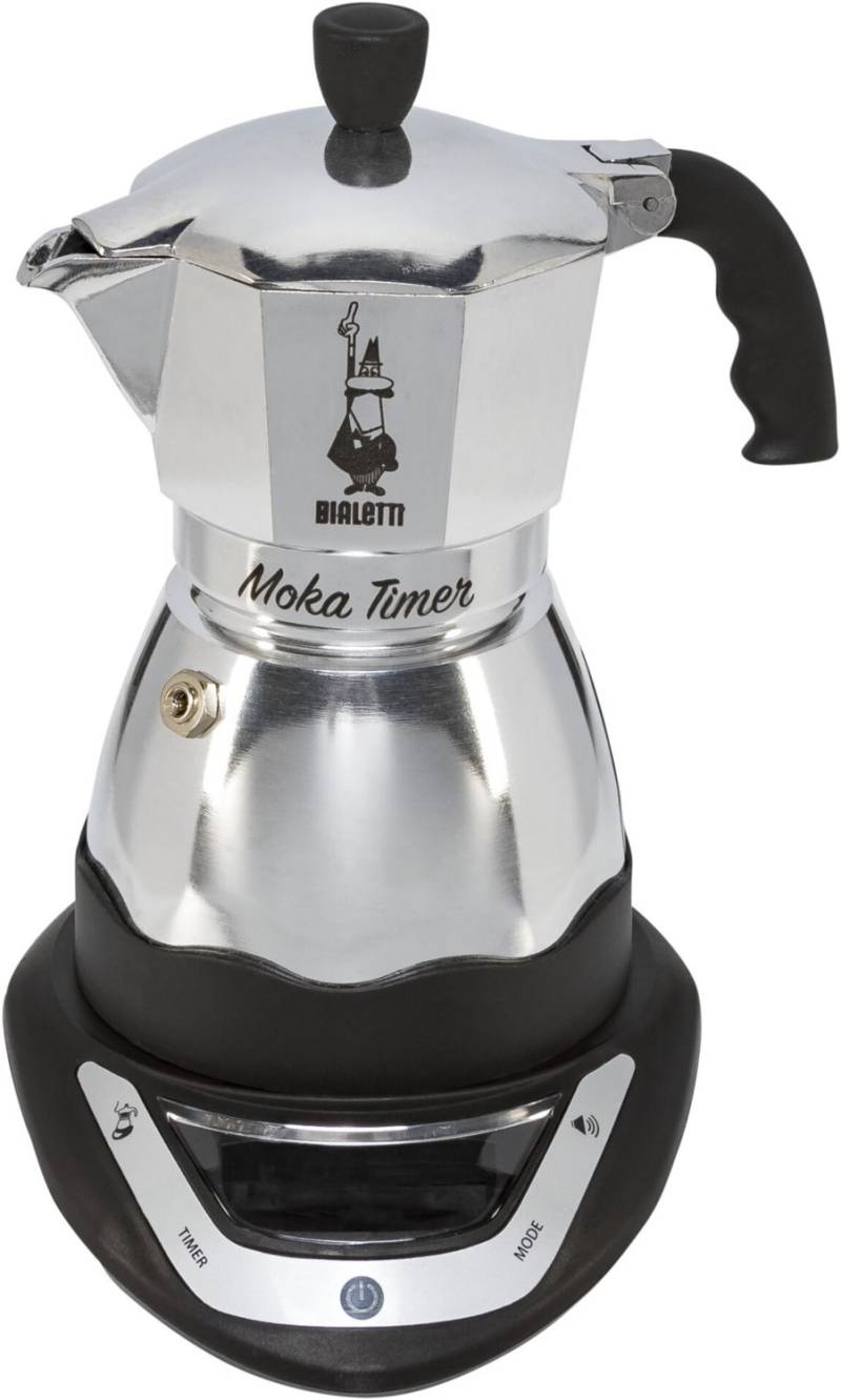 Moka Timer 3 Tassen Espressokocher silber/schwarz von Bialetti