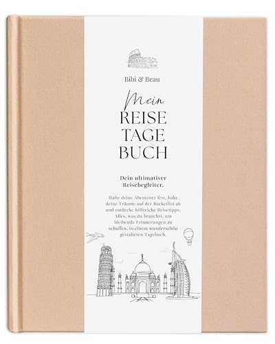 Bibi & Beau Reisetagebuch & Abenteuer-Journal – Scrapbook für bis zu 16 Reisen (Creme) von Bibi & Beau