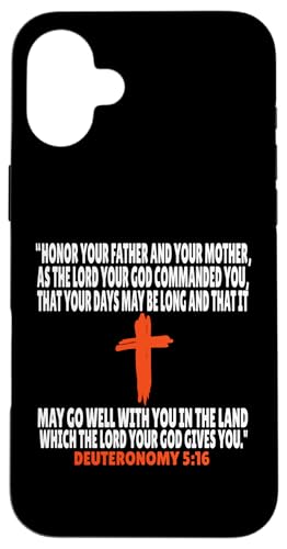 Deuteronomy 5:16 Bibelversen Schrift Hülle für iPhone 16 Plus Deuteronomy 5:16 Bibelversen Schrift Hülle für iPhone 16 Plus von + Bible Rise +