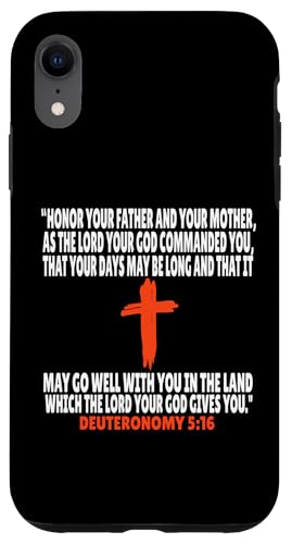 Deuteronomy 5:16 Bibelversen Schrift Hülle für iPhone XR von + Bible Rise +