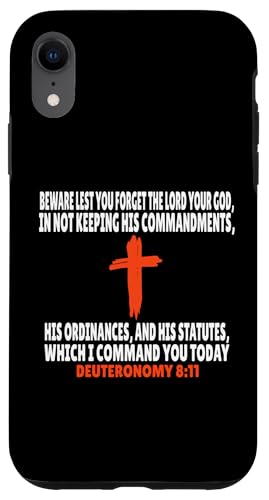 Deuteronomy 8:11 Bibelversen Schrift Hülle für iPhone XR von + Bible Rise +