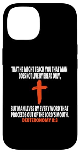 Deuteronomy 8:3 Bibelversen Schrift Hülle für iPhone 14 von + Bible Rise +