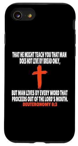 Deuteronomy 8:3 Bibelversen Schrift Hülle für iPhone SE (2020) / 7 / 8 von + Bible Rise +