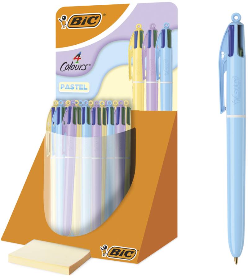 BIC Druckkugelschreiber 4 Colours Pastell, 30er Display von Bic
