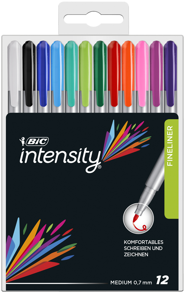 BIC Fasermaler Medium Intensity, 12er Etui, farbig sortiert von Bic