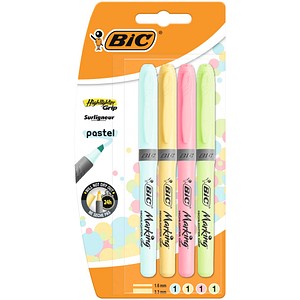 BIC Highlighter Grip Pastel Textmarker farbsortiert, 4 St. von Bic