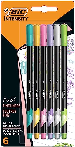 BIC Intensity Fineliner, Filzstifte in 6 verschiedenen Pastellfarben, mit feiner Spitze, für Bullet Journal & Mandala von Bic