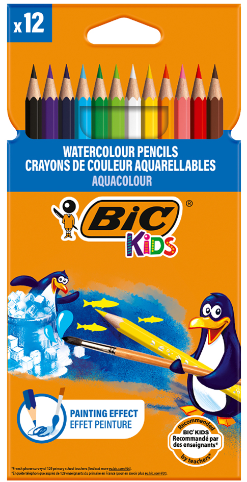 BIC KIDS Aquarell-Buntstifte Aquacouleur, 12er Kartonetui von Bic