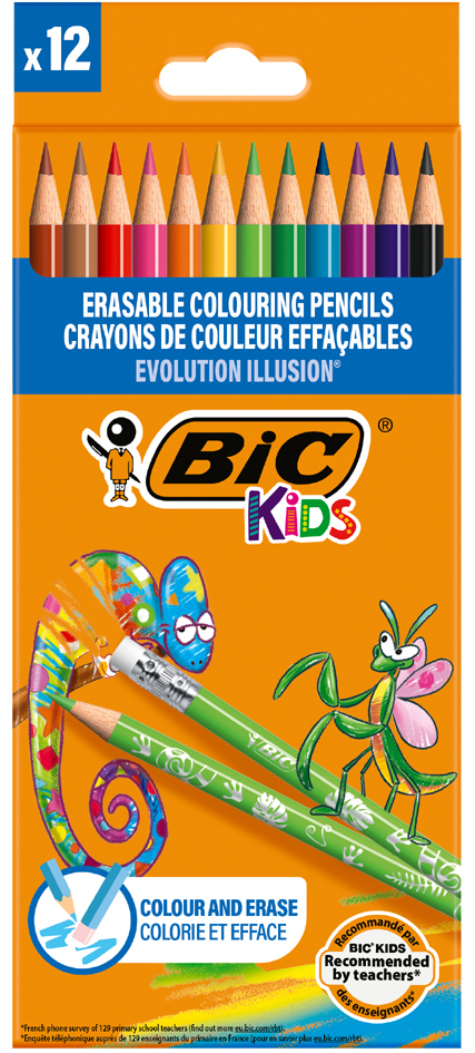 BIC KIDS Buntstift EVOLUTION ILLUSION, radierbar, 12er Etui von Bic