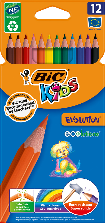 BIC KIDS Buntstifte Evolution ecolutions, 12er Kartonetui von Bic