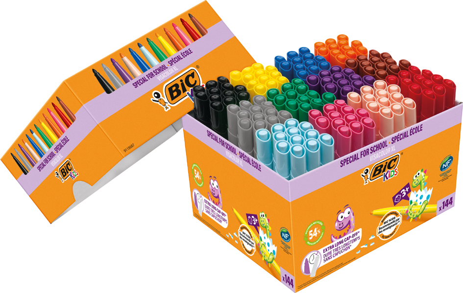 BIC KIDS Fasermaler Visacolor XL, 144er Kartonbox von Bic