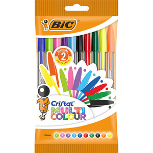 BIC Kugelschreiber CRISTAL MULTICO transparent Schreibfarbe farbsortiert, 10 St. von Bic