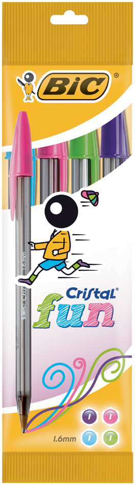 BIC Kugelschreiber Cristal Fun, 4er Kartonetui von Bic