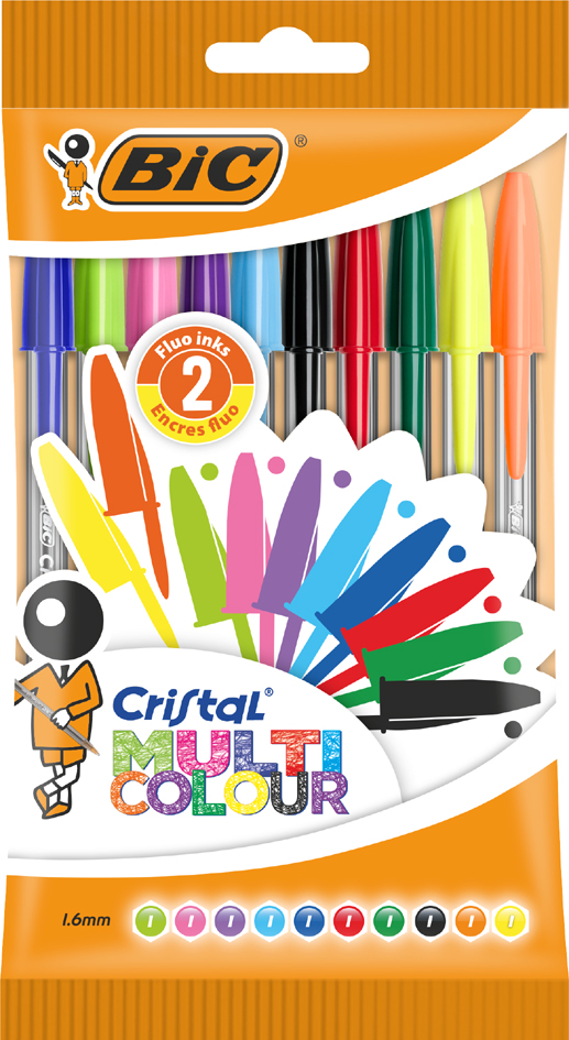 BIC Kugelschreiber Cristal Large Multicolor, 10er Beutel von Bic