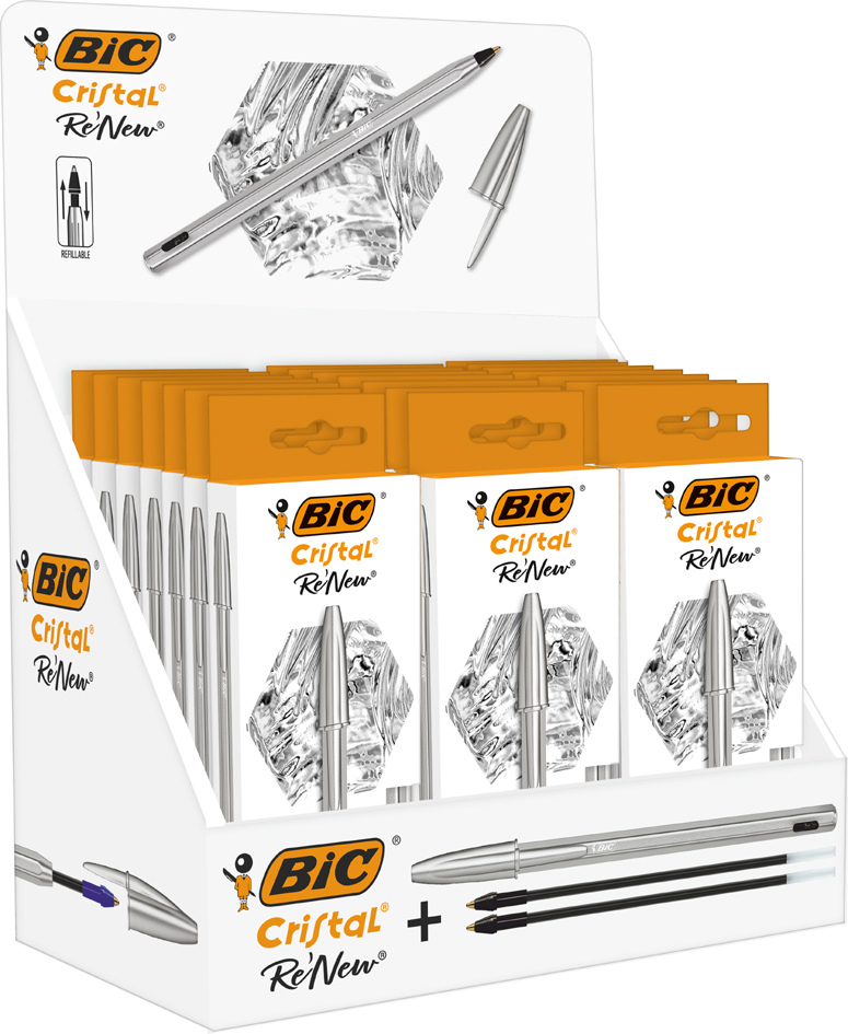 BIC Kugelschreiber Cristal RE, NEW, Thekendisplay von Bic