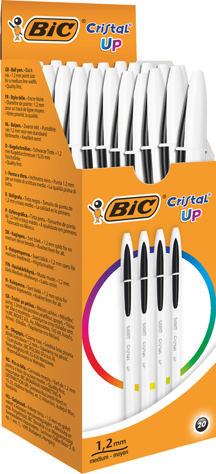 BIC Kugelschreiber Cristal Up, Strichfarbe schwarz, 20 Stück von Bic