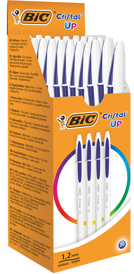 BIC Kugelschreiber Cristal Up, Strichfarbe: blau, 20 Stück von Bic