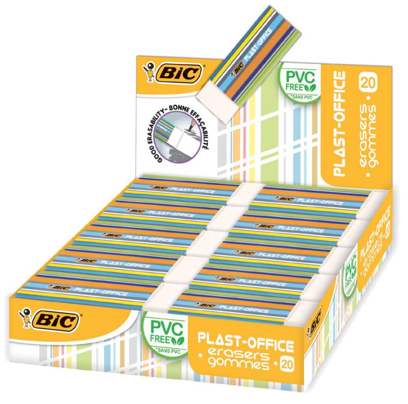 BIC Kunststoff-Radierer Plast-Office, 20er Display von Bic
