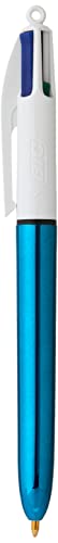 Bic - 1 Stift 4 Farben Glanz - weiß/metallisch blauer Schaft - 4 klassische Farben von Bic