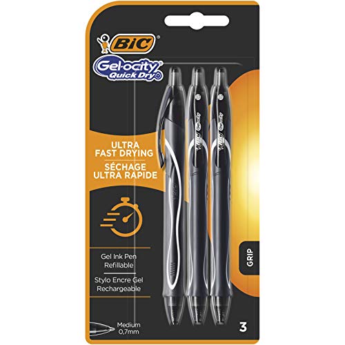 Bic Gel-ocity Quick Dry Gelschreiber, schnell trocknend 3 Stück Schwarz von Bic