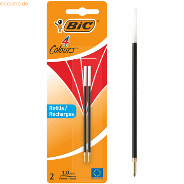 Bic Kugelschreibermine 4 Colours 929243 0,4mm rot 2 Stück von Bic