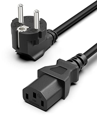 BICMIC 3M Kaltgerätekabel Netzkabel CEE 7/7 Schutzkontaktstecker E+F 90° Gewinkelt auf C13 / 3-Polig Passend für PC, Computer, TV, Monitor, Bildschirm, Drucker, Beamer, Projektor von Bicmice