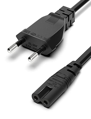 BICMICE 2M Netzkabel Stromkabel Strom Kabel Stecker Typ C Eurostecker auf C7 Buchse Euro-Netzkabel Kleingerätekabel Euro 8 TV Blu-Ray Haushaltsgeräte Netzteile - Schwarz von Bicmice