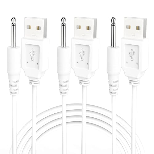 USB DC Ladekabel 2,5 mm DC Ladekabel 7 m Ersatz für Massagegerät 3 Stück (weiß) von Bicmice