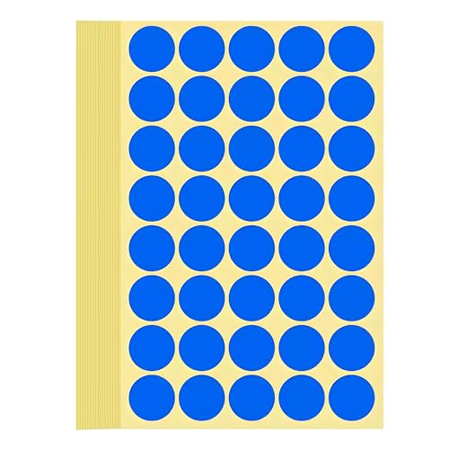 1200 Stück Klebepunkte Aufkleber 25 mm Runde Punktaufkleber Farbkodierun Etiketten selbstklebende Markierungspunkte zum Beschriften, Basteln Blue Stickers Round Color Coding Labels (Blau 2.5 cm) von Bicoozz