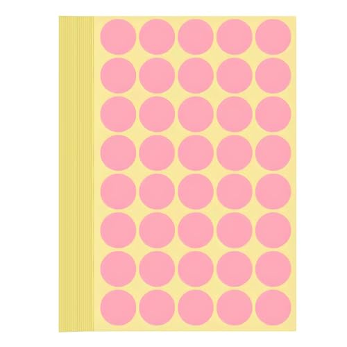 1200 Stück Klebepunkte Aufkleber 25 mm Runde Punktaufkleber Farbkodierun Etiketten selbstklebende Markierungspunkte zum Beschriften, Basteln Pink Stickers Round Color Coding Labels (Rosa 2.5 cm) von Bicoozz