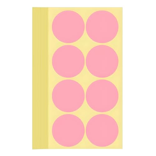 240 Stück Klebepunkte Aufkleber 50 mm Runde Punktaufkleber Farbkodierun Etiketten selbstklebende Markierungspunkte zum Beschriften, Basteln Pink Stickers Round Color Coding Labels (Rosa 5 cm) von Bicoozz