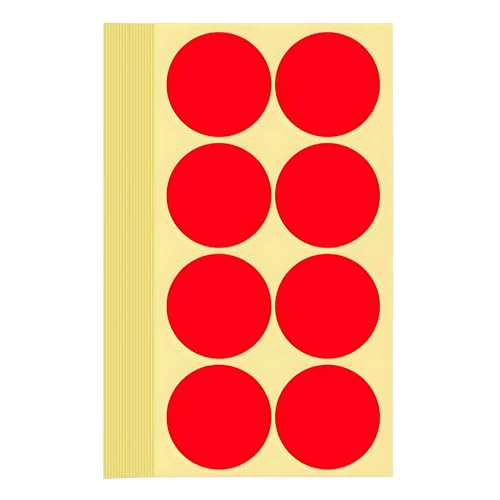 240 Stück Klebepunkte Aufkleber 50 mm Runde Punktaufkleber Farbkodierun Etiketten selbstklebende Markierungspunkte zum Beschriften und Basteln Red Stickers Round Color Coding Labels (Rot 5 cm) von Bicoozz