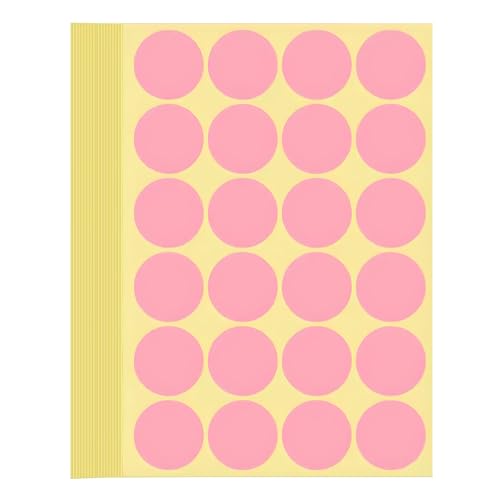 720 Stück Klebepunkte Aufkleber 32 mm Runde Punktaufkleber Farbkodierun Etiketten selbstklebende Markierungspunkte zum Beschriften, Basteln Pink Stickers Round Color Coding Labels (Rosa 3.2 cm) von Bicoozz