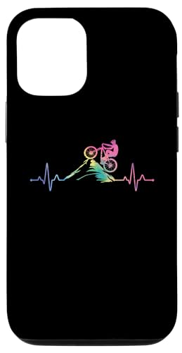 Hülle für iPhone 12/12 Pro Mountainbike Herzschlag niedlich cool elegant Love Biking Biker von Bicycle Accessories Cycling Gear Cyclist Gifts