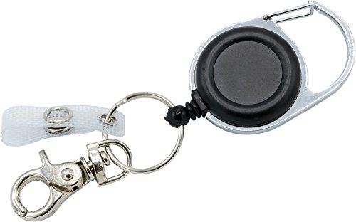 1 Stück Ausweishalter Schlüsselanhänger JoJo starke Feder reißfeste Schnur - für Schlüssel oder Ausweise mit Gürtelclip Schlüsselring und Klemmhaken von Biddy