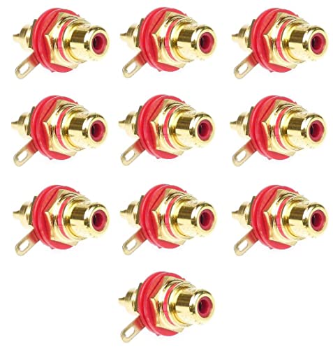 10 x Cinch Einbaubuchse Rot, vergoldet, mit Lötkontakte, Chinch Einbau-Buchse-Kupplung 10 x Cinch Einbaubuchse Rot, vergoldet, mit Lötkontakte, Chinch Einbau-Buchse-Kupplung von Bie-Tec