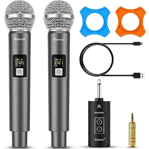 Bietrun UHF drahtlos Mikrofon Handmikrofon 30M Reichweite dynamische Funkmikrofone 6,35mm&3,5mm Stecker für Verstärker Mischpult PA-Anlage Karaoke Hochzeit Party Konferenzen Vortrag von Bietrun